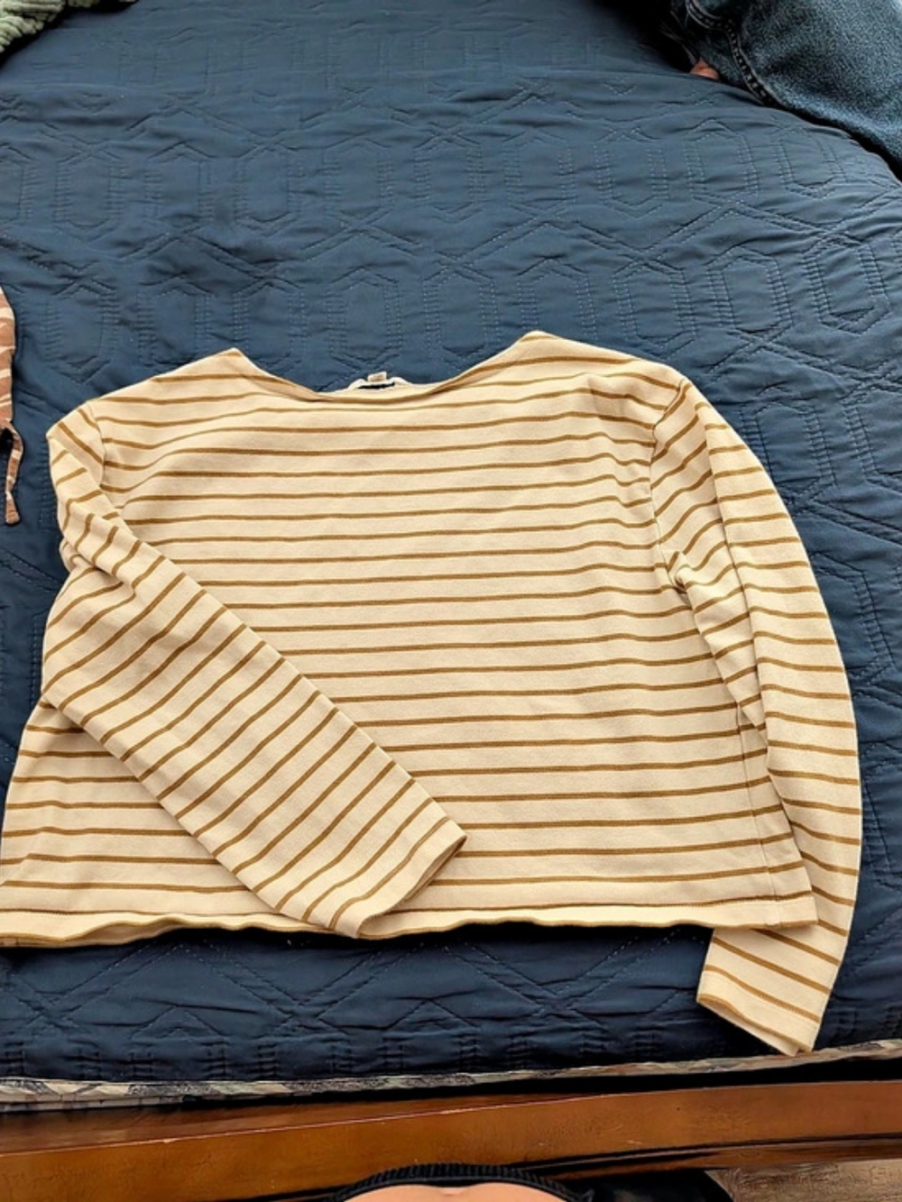 Lucky Brand Striped Long Sleeve Crop Top